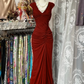 Navy Blue Mermaid Pleats Vintage Prom Dress Long Evening Dress   fg8038