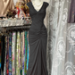 Navy Blue Mermaid Pleats Vintage Prom Dress Long Evening Dress   fg8038