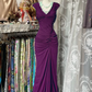 Navy Blue Mermaid Pleats Vintage Prom Dress Long Evening Dress   fg8038