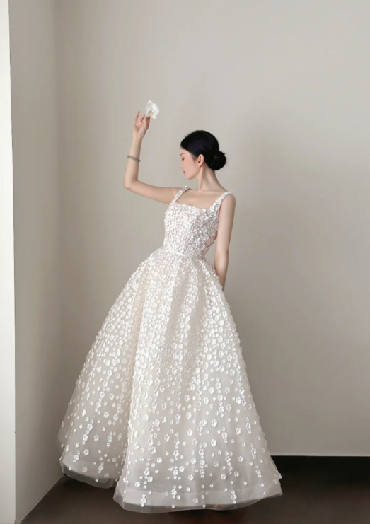 Robe de bal trapèze à fleurs, jolie tenue de soirée pour 16e anniversaire, fg8212
