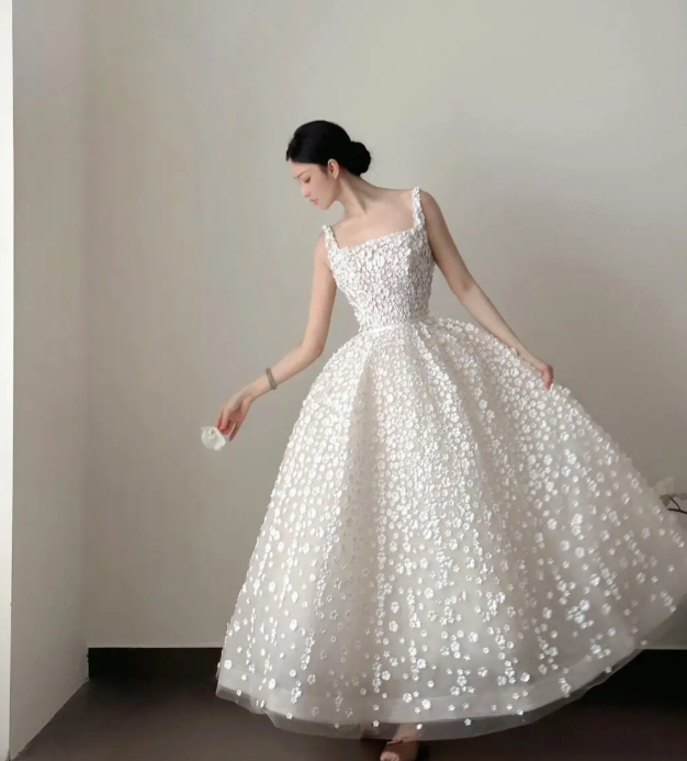 Robe de bal trapèze à fleurs, jolie tenue de soirée pour 16e anniversaire, fg8212