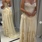 Yellow A Line Sweetheart Neck Long Prom Dress Evening Dress With Applique fg8222
