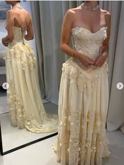 Yellow A Line Sweetheart Neck Long Prom Dress Evening Dress With Applique fg8222