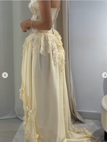 Yellow A Line Sweetheart Neck Long Prom Dress Evening Dress With Applique fg8222