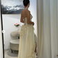 Yellow A Line Sweetheart Neck Long Prom Dress Evening Dress With Applique fg8222
