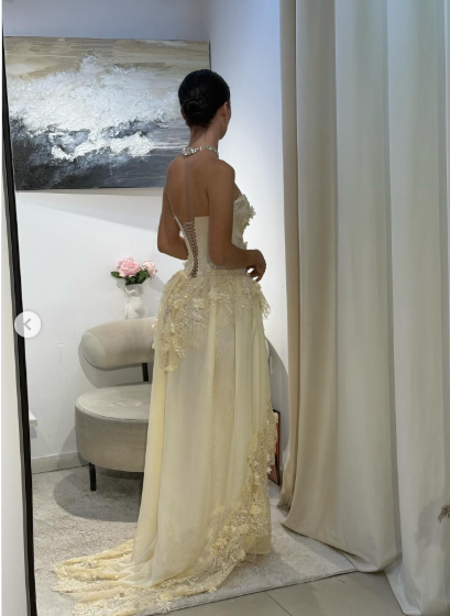 Yellow A Line Sweetheart Neck Long Prom Dress Evening Dress With Applique fg8222