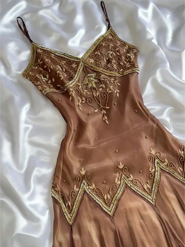 Brown Beaded Prom Dress 21st Birthday Outfit Evening Gowns fg8241
