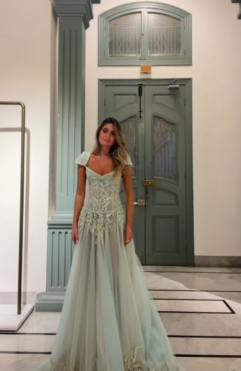 V Neck Tulle Beaded Prom Dress Classy Evening Dress Birthday Gown fg8386