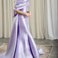 Lilac Pearls Evening Birthday Dress 2024 Off-The-Shoulder Mermaid Sweep Train Bow Satin Formal Prom Gowns       fg4285
