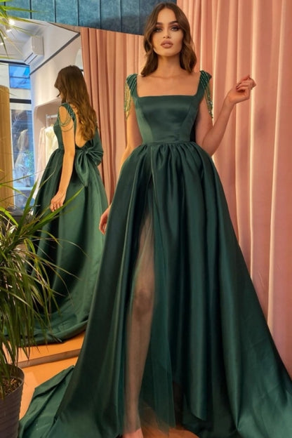 Abendkleider Lang Dunkelgrün | Günstiges grünes Ballkleid fg3206