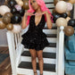 Sexy Black Sparking Short Cocktail Dresses Back Open Tiered Sequin Graduation Gown Parties Night     fg2932