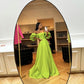 Sexy off shoulder puff sleeve floor length gown     fg1971