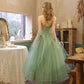 Green Tulle Lace Tea Length Prom Dress Green Tulle Formal Dress       fg2359