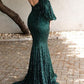 Sparkly Green Long Sleeve Evening Dresses.charming V-Neck Backless Mermaid Formal Evening Gowns      fg2560