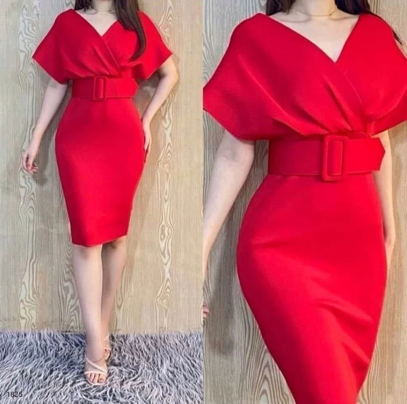 Engagement Dress, Cocktail Midi Dress, Formal Dress, Midi Prom Dress    fg2855