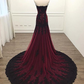 Black And Red Sweetheart Tulle With Lace Glam Evening Gown Party Dress, Long Formal Dress     fg2557