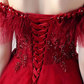 Burgundy Off The Shoulder Knee Length Homecoming Dress With Beading, A Line Dress     fg2553