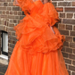 A-Line/Elegant Organza Off-the-Shoulder Layers Long Sleeves Floor-Length Prom Dresses    fg1505