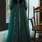 Dark Green Tulle Stunning Sequin Spaghetti Straps Prom Dress, Green Party Dress    fg1046