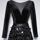 Black evening dress long sleeve birthday party dress prom dress      fg134