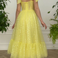 Yellow sweetheart neck tulle short prom dress, yellow evening dress      fg428