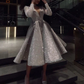 V- NECK LONG SLEEVES MEDIUM LENGTH WEDDING PARTY DRESS PROM GOWNS      fg430
