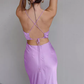 Women Spaghetti Strap Satin Sexy Backless Bodycon Party Dress       fg652
