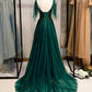 Emerald Green Spaghetti Straps Prom Dress Shinny Prom Dress        fg950