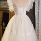 Champagne lace short prom dress homecoming dress    fg961