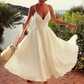 Simple V Neck White Prom Dress, Tea Length Saint Formal Wedding Party Dress    fg967